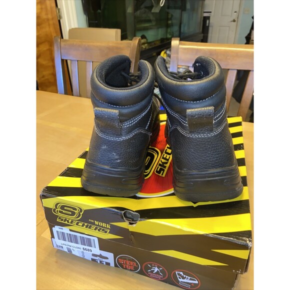 Skechers Men’s Work Boots Size 11 Black Steel Toe Water Resistant Safety Shoes main image 2